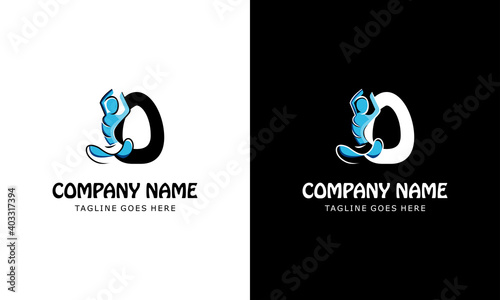 The letter O with a yoga person. Templates for logos, labels, emblems, signs, stamps. Vector illustration.