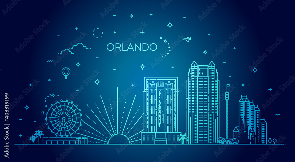 Florida. Linear banner of Orlando city