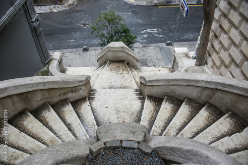 Photography Camondo Stairs (Turkish: Kamondo Merdivenleri) in Galata District in Istanbul, Turkey