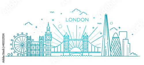 Linear banner of London city.