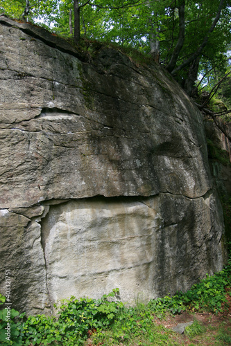 Zamczysko reserve near Scieszkow Gron, rock formations in Little Beskids, Poland photo