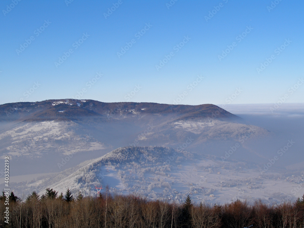 View from the top of Zar mountain, Little Beskids, Poland