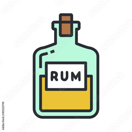 Rum icon. Pirate drink symbol, vector illustration.