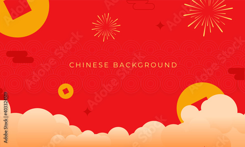 Happy chinese new year with golden coins- lunar new year illustration Premium Vector