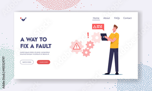 System Work Error, Website Under Construction, 404 Page Maintenance Landing Page Template. Network Problem, Mistake