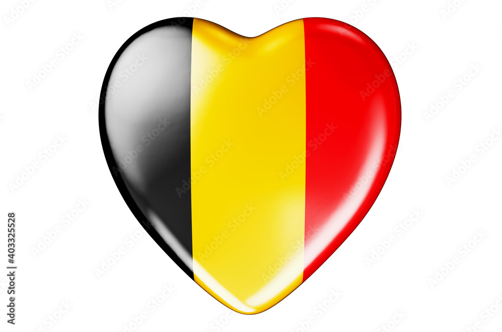 Fototapeta premium Heart with Belgian flag, 3D rendering