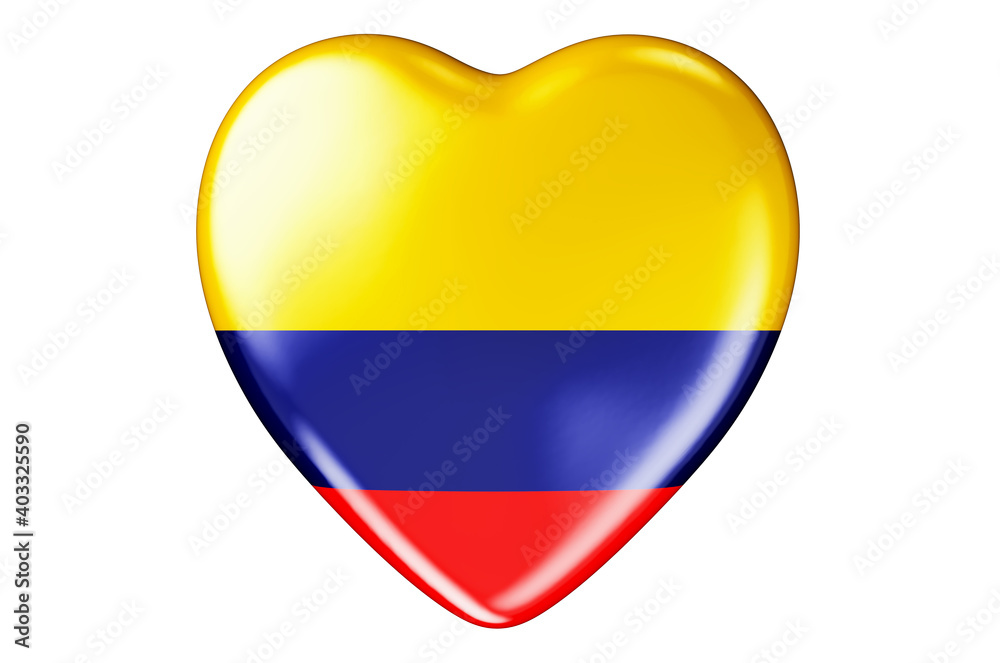Heart with Colombian flag, 3D rendering Heart with Colombian flag, 3D rendering