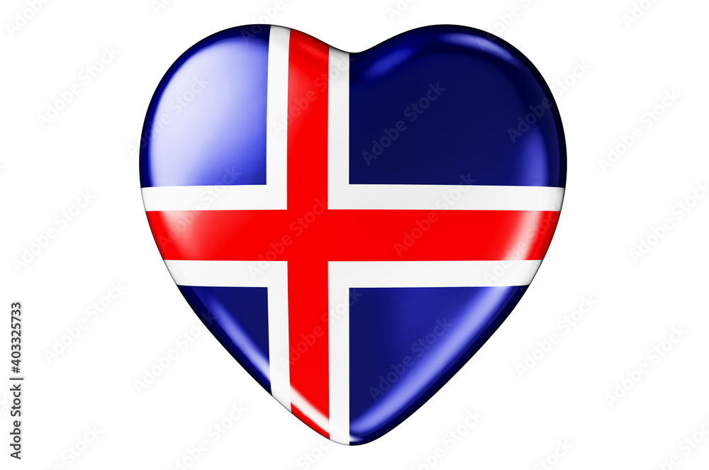 Obraz premium Heart with Icelandic flag, 3D rendering