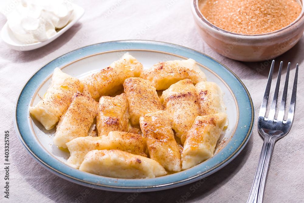 Freshly made homemade lazy dumplings