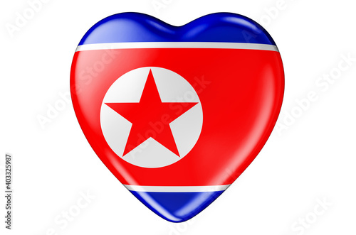 Free Download Heart with North Korean flag, 3D rendering - GFXLoad