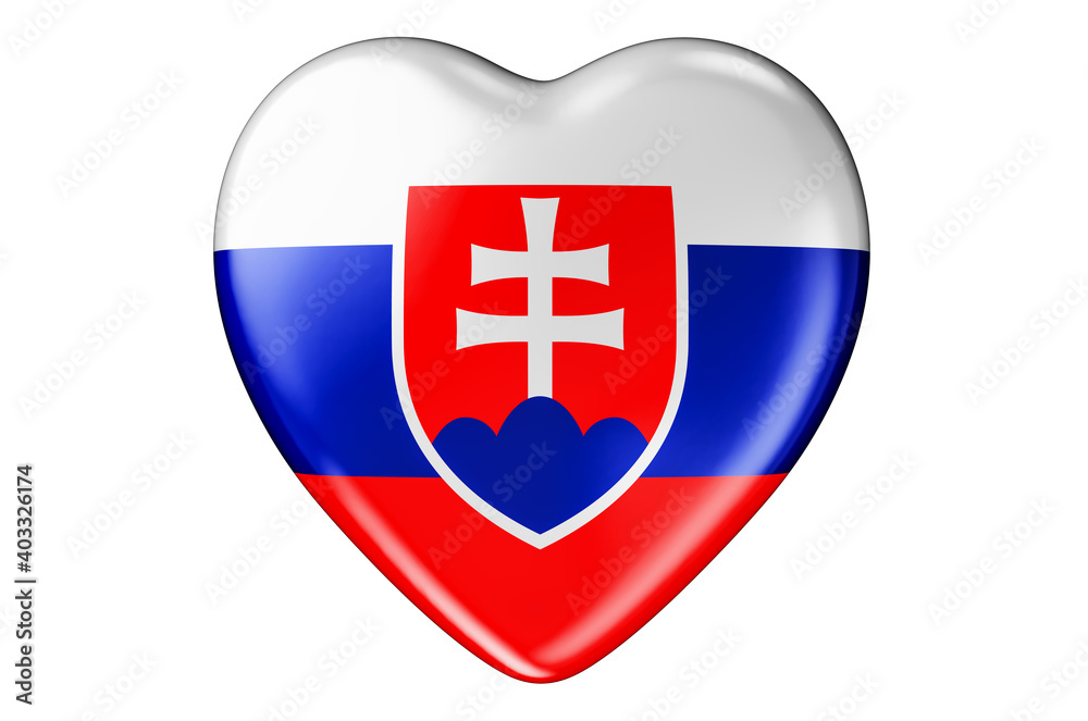 Heart with Slovak flag, 3D rendering