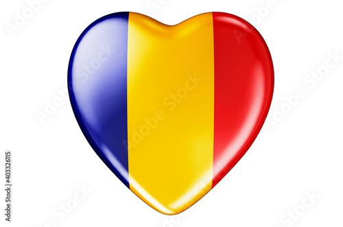 Free Download Heart with Romanian flag, 3D rendering - GFXLoad