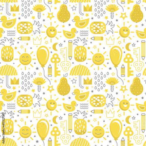 Kids style funny yellow pattern