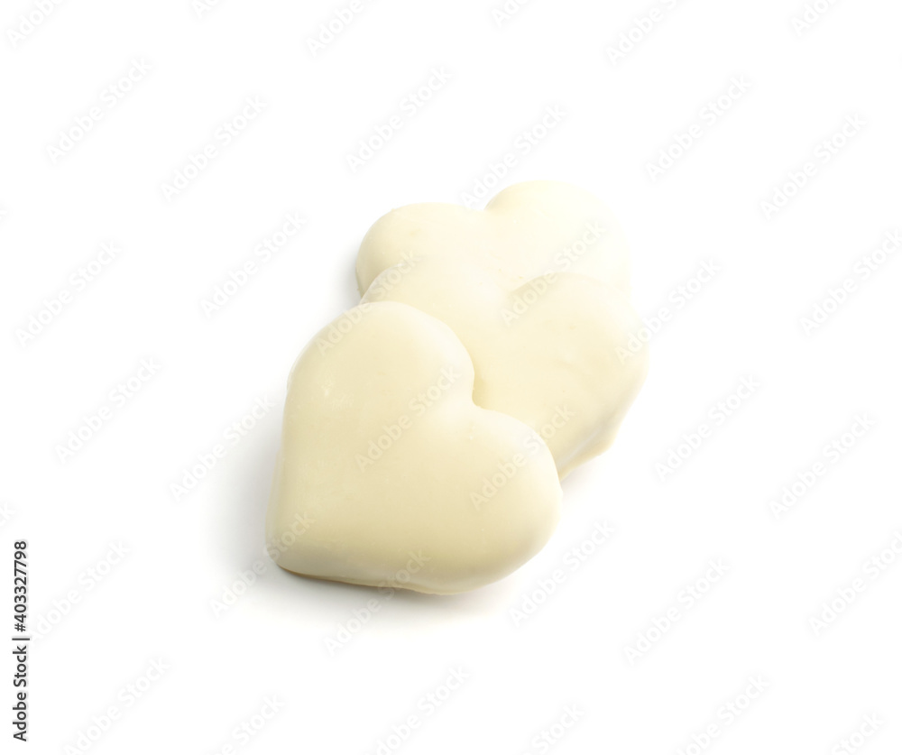Heart Shape Valentines Cookies Covered with White Icing Sugar Heart Shape Valentines Cookies Covered with White Icing Sugar