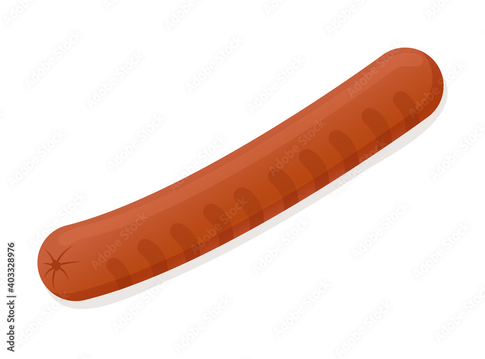 Vector flat illustration of grilled american sausage for advertising, web, menu, restaurant, banner, poster. Vector flat illustration of grilled american sausage for advertising, web, menu, restaurant, banner, poster.