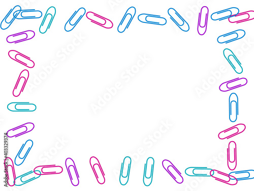 Stationary paperclips isolated on white background