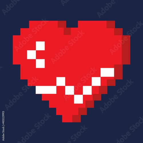 Pixel heartbeat Icon. For Mobile and Web and games.