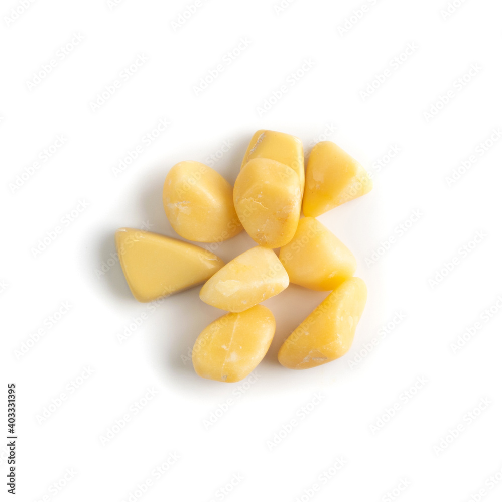 Rose quartz pebbles isolated, agalmatolite polished stones Rose quartz pebbles isolated, agalmatolite polished stones