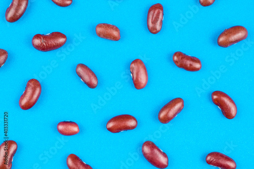 red beans with a visible texture on a blue background