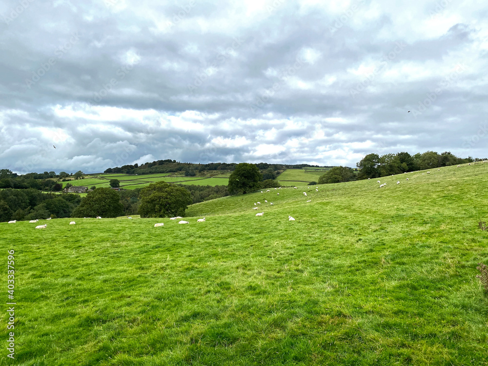 Rural landscape, high on the hills above, Silsden, Keighley, UK