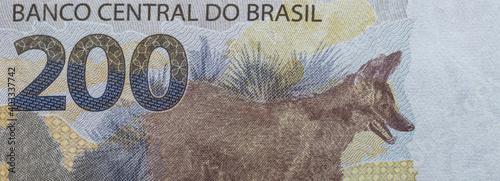 Close up da cédula de 200 reais do Brasil photo