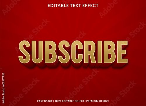 subscribe text effect with bold style use for social media headline and promotion tag