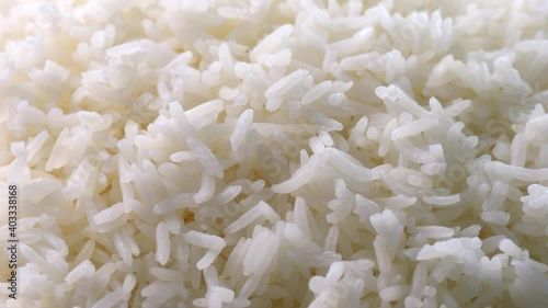 rotation cooked rice top view