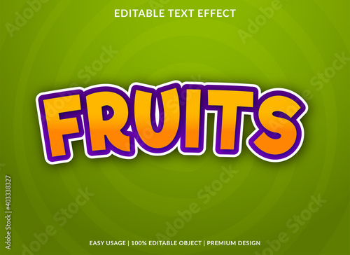 fruits text effect with cartoon style use for business logo and brand