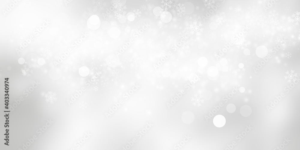 white and gray Christmas light with snowflake bokeh background, Winter backdrop wallpaper. white and gray Christmas light with snowflake bokeh background, Winter backdrop wallpaper.