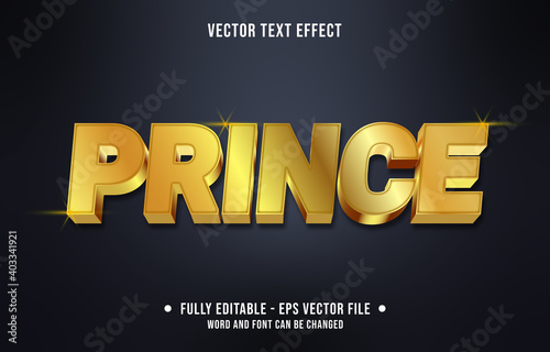 Editable text effect - Prince golden modern style
