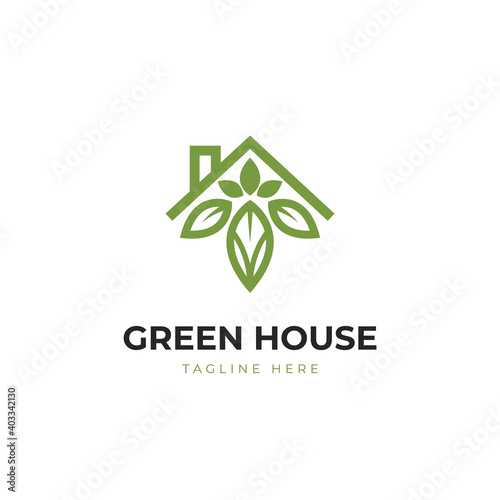 Big green leaf eco friendly nature green house logo icon concept