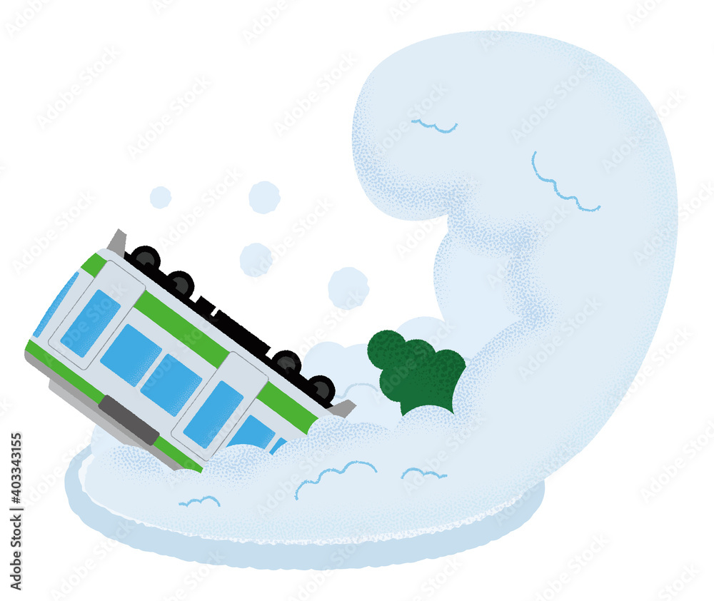 雪崩の被害に遭う電車のベクターイラスト Stock Vector | Adobe Stock