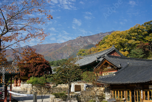 Near Yangsan, South Korea, the three Jewel Temples of Korea represent the three jewels of Buddhism: Buddha, dharma, and sangha. Tongdosa Temple, seen here, represents Buddha.