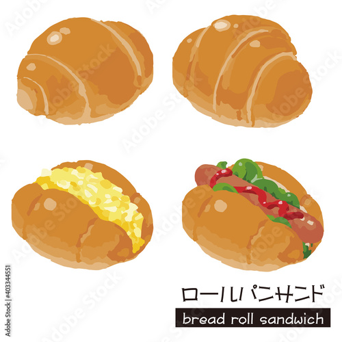 bread roll,bread roll sandwich.Isometric colorful illustration.