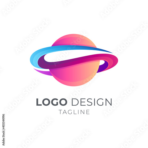 Planet letter S logo with 3d concept