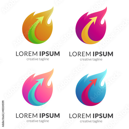 Fire arrow logo template with various color option