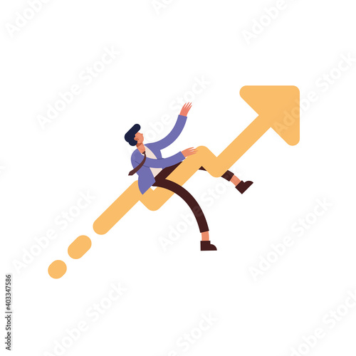 man cartoon on infographic increase arrow vector design