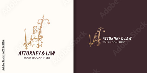 goddess of justice, attorney and law logo design