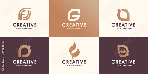 set of creative letter combine with nature logo