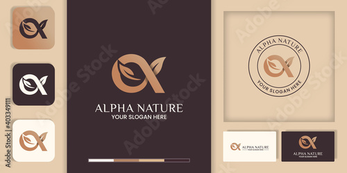 alpha nature logo inspiration, and business card design