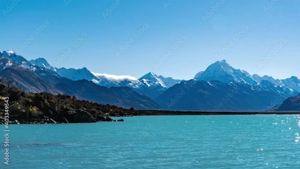 Time-lapse of Lake Pukaki and Aoraki / Mount Cook in the distance Time-lapse of Lake Pukaki and Aoraki / Mount Cook in the distance