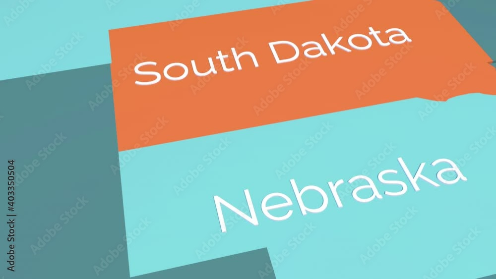 3d map animation showing the state of South Dakota from the united states of America. Map of South Dakota. 3d map animation showing the state of South Dakota from the united states of America. Map of South Dakota.