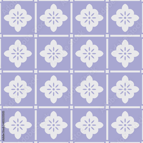 Japanese Flower Motif Square Vector Seamless Pattern