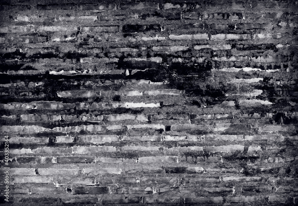 Old Black brick wall background