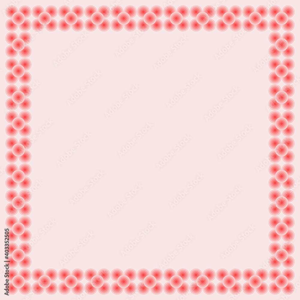 Light pink background with repetition of gradient red circles frame Light pink background with repetition of gradient red circles frame