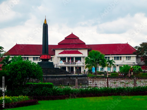 Malang, Indonesia (12-27-2020) - photo of Tugu building and Malang City Hall building photo