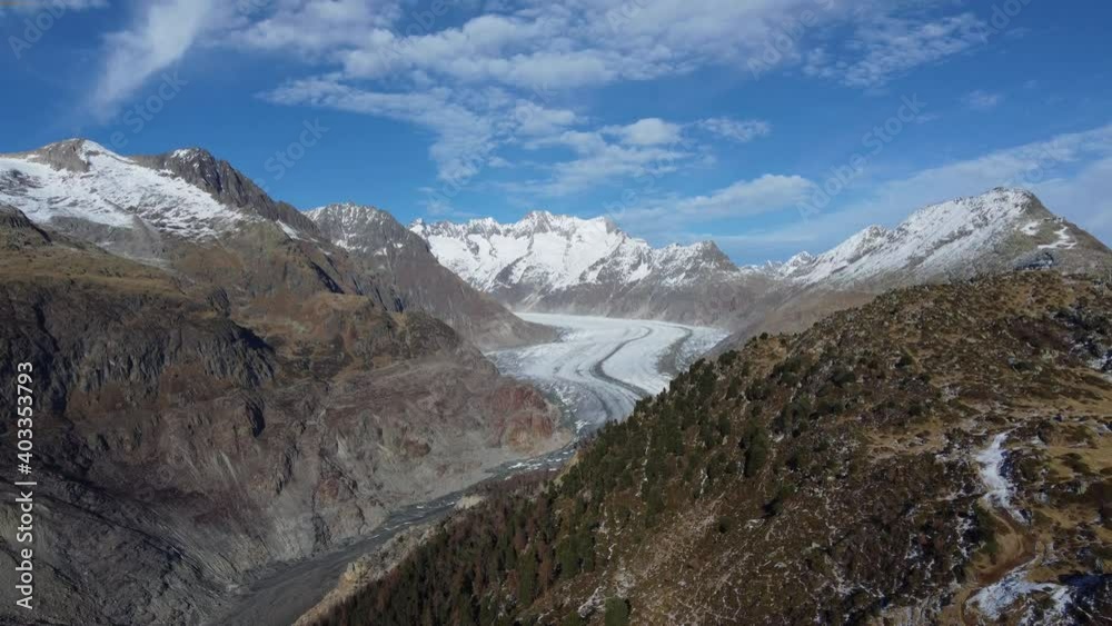 The Aletsch Glacier in Valais. The longest glacier in the Alps. Threatened to melt by global warming