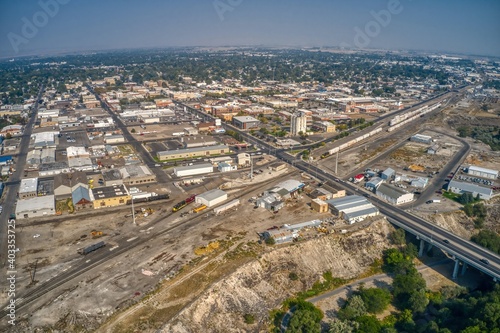Aerial View of Twin Falls, Idaho on a hazy Afternoon © Jacob