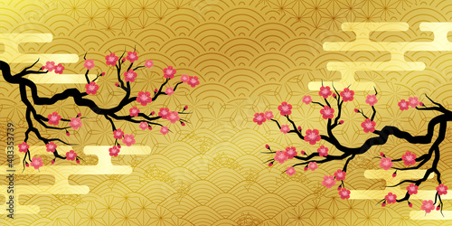 梅　春　花　背景