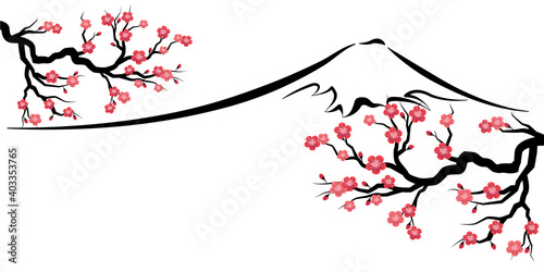 富士山　梅　和紙　背景